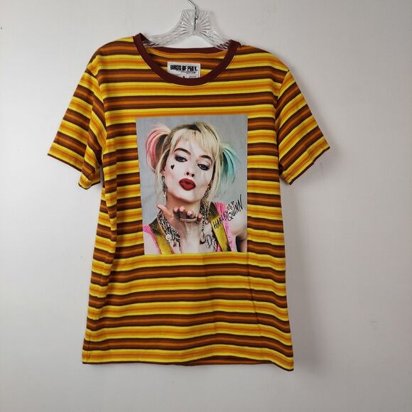 Birds Of Prey DC Harley Quinn Unisex SMALL Cotton Striped Tee Shirt HOT TOPICS - Picture 7 of 7